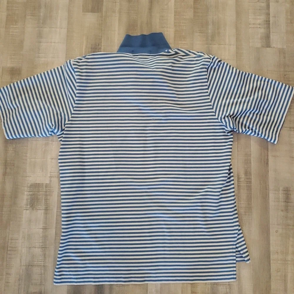 Polo‎ Golf Ralph Lauren Men's Large Golf 100% Cotton Striped Blue Polo
